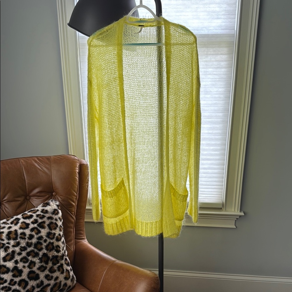 Free People Yellow Open-Front Cardigan